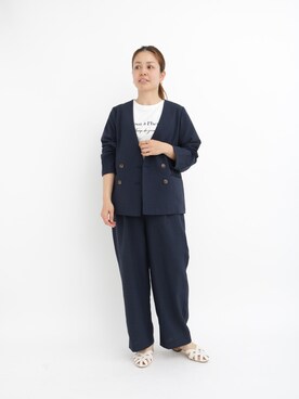 「Te chichi TERRASSE（テチチテラス）のアイテム（ノーカラージャケット）」を使った、✳︎ｆｕｋｕ✳︎さん（レディース・158cm）の春コーディネート