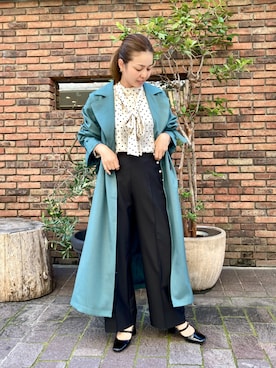 「Te chichi（テチチ）のアイテム（ステンカラーコート）」を使った、✳︎ｆｕｋｕ✳︎さん（レディース・158cm）の秋コーディネート