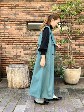 「Te chichi（テチチ）のアイテム（ステンカラーコート）」を使った、✳︎ｆｕｋｕ✳︎さん（レディース・158cm）の秋コーディネート