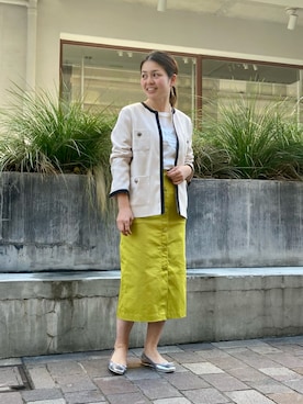 「Te chichi CLASSIC（テチチクラシック）のアイテム（ノーカラージャケット）」を使った、✳︎ｆｕｋｕ✳︎さん（レディース・158cm）の春コーディネート
