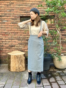「袖ボリューム」｜「アイテム（ハンチング/ベレー帽）」を使った、✳︎ｆｕｋｕ✳︎さん（レディース・158cm）の秋コーディネート