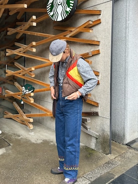 「UMBRO（アンブロ）のアイテム」を使った、翔太郎さん（メンズ・175cm）の春コーディネート