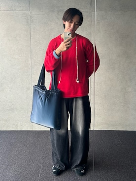 「アイテム（トートバッグ）」を使った、翔太郎さん（メンズ・175cm・10代）の秋コーディネート