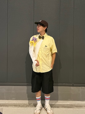 「アイテム（カーゴパンツ）」を使った、翔太郎さん（メンズ・175cm）の夏コーディネート