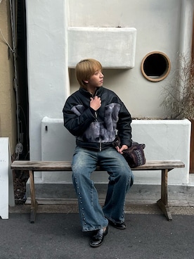 「INTER FACTORY（インターファクトリー）のアイテム」を使った、翔太郎さん（メンズ・175cm）の冬コーディネート