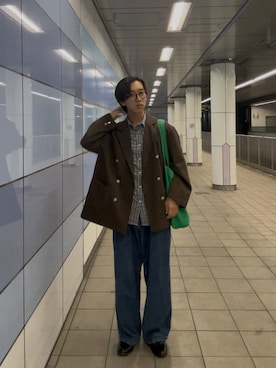 「アイテム（メガネ）」を使った、翔太郎さん（メンズ・175cm・20代）の秋コーディネート