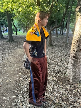 「アイテム（タオル）」を使った、翔太郎さん（メンズ・175cm）の夏コーディネート