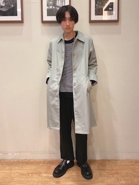 「春カラー」｜「アイテム（ステンカラーコート）」を使った、いましさん（メンズ・169cm）の冬コーディネート