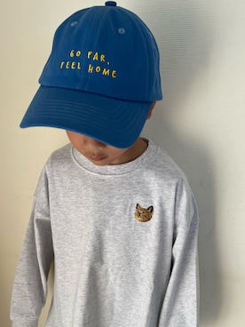 「3coins（3coins）のアイテム（帽子）」を使った、りんりんさん（キッズ・110cm）の春コーディネート