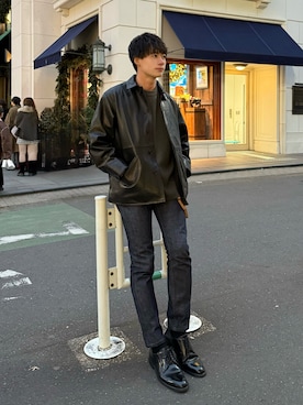 「アイテム（ウォレットチェーン）」を使った、ryuさん（メンズ・170cm）の冬コーディネート