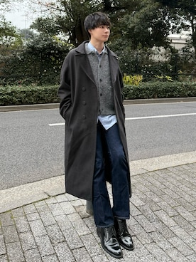 「アイテム（チェスターコート）」を使った、ryuさん（メンズ・170cm）の冬コーディネート