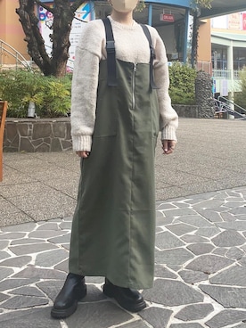 「Green　Parks（グリーンパークス）のアイテム（ジャンパースカート）」を使った、たっちーさん（レディース・155cm）の秋コーディネート