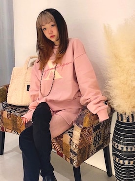 「FIG&VIPER（フィグアンドバイパー）のアイテム（スウェット）」を使った、nanagalさん（レディース・155cm）の冬コーディネート