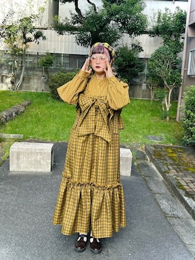 「アイテム（ジャンパースカート）」を使った、kokeshiiiiiiさん（レディース・159cm）の秋コーディネート