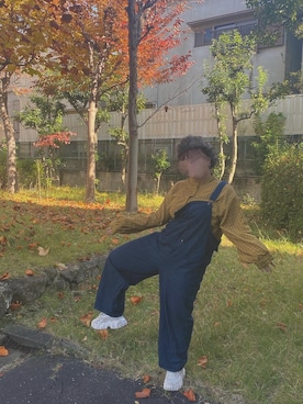 「チェック柄に恋してる」｜「アイテム（サロペット/オーバーオール）」を使った、kokeshiiiiiiさん（レディース・159cm）の秋コーディネート