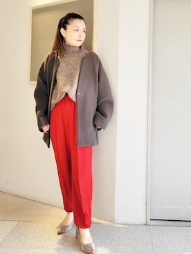 「ラフ」｜「アイテム（ノーカラーコート）」を使った、tttttsssssuuuuuさん（レディース・158cm）の冬コーディネート