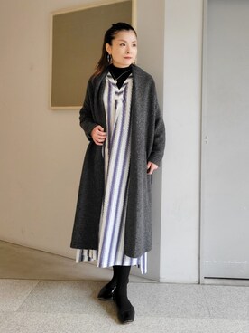 「コーディガン」｜「アイテム（ノーカラージャケット）」を使った、tttttsssssuuuuuさん（レディース・158cm）の冬コーディネート