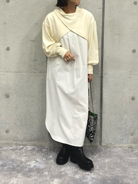 「ショート丈トップス」｜「アイテム（ワンピース/ドレス）」を使った、nol nakamuraさん（レディース・153cm）の秋コーディネート