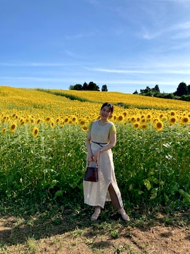 「ひまわり畑」｜「アイテム（パンツ）」を使った、あかりさん（レディース・171cm）の夏コーディネート