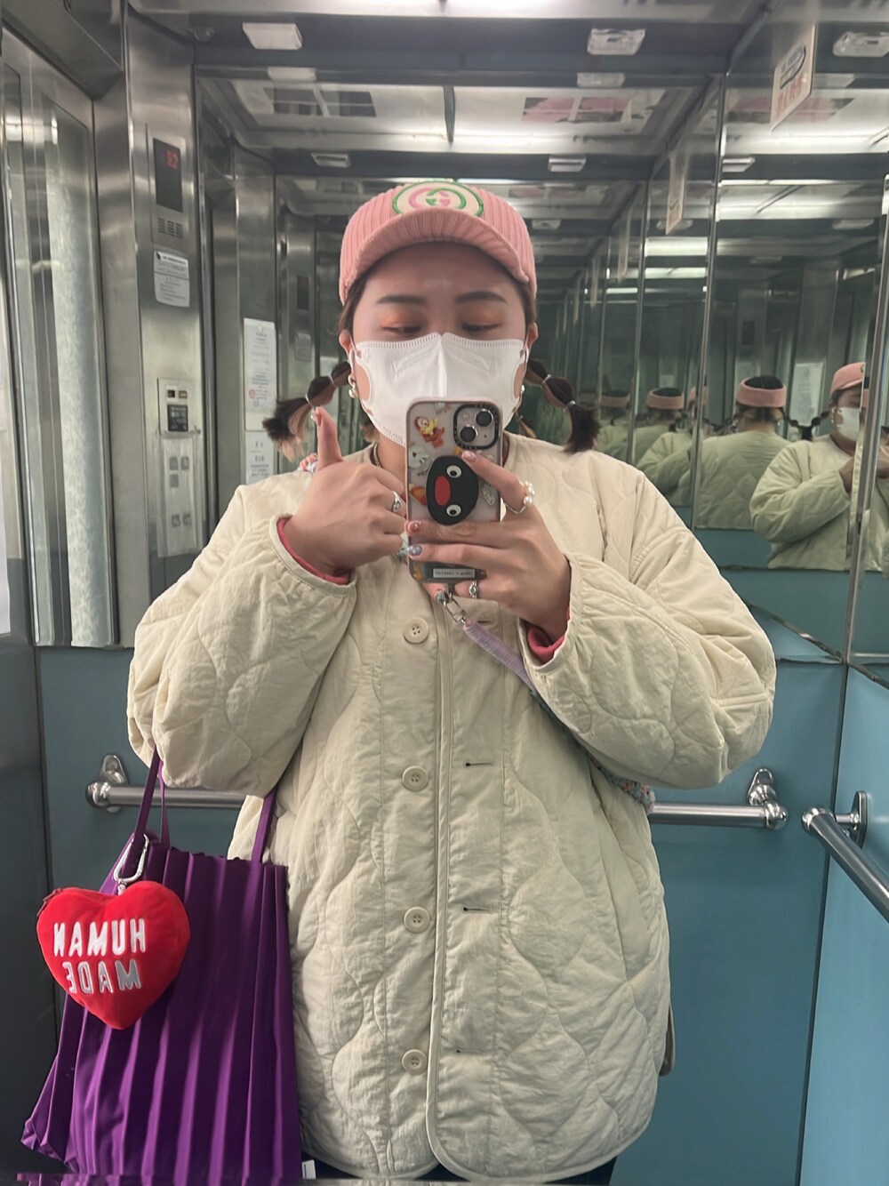 「GUCCIのアイテム（帽子、ピンク系）」を使った、Yoyo🇹🇼さん（レディース・158cm）の夏コーディネートの1枚目の写真