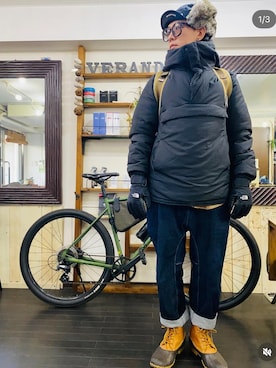 「ザノースフェイス」｜「アイテム（ブルゾン）」を使った、minikenさん（メンズ・174cm）の冬コーディネート