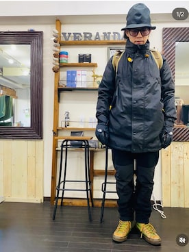 「アイテム（バックパック/リュック）」を使った、minikenさん（メンズ・174cm）の冬コーディネート