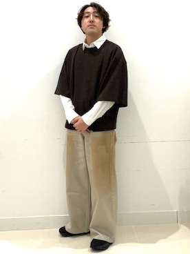 「SENSE OF PLACE by URBAN RESEARCH（センスオブプレイスバイアーバンリサーチ）のソフトワッフルエクストラルーズTシャツ（Tシャツ/カットソー、ブラウン系）」を使った、shoさん（メンズ・173cm）の春コーディネート