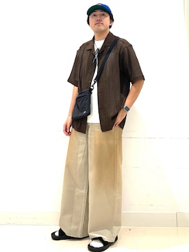 「SENSE OF PLACE by URBAN RESEARCH(センスオブプレイスバイアーバンリサーチ)のSHAKA CHILL OUT GER(サンダル、ブラック系)」を使った、shoさん(メンズ・173cm)の夏コーディネート
