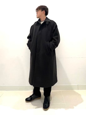 「寒い」｜「アイテム（ステンカラーコート）」を使った、shoさん（メンズ・173cm）の秋コーディネート