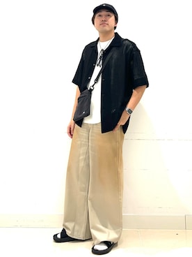 「SENSE OF PLACE by URBAN RESEARCH(センスオブプレイスバイアーバンリサーチ)のCARHARTT MADISON LOGO CAP(キャップ、ブラック系)」を使った、shoさん(メンズ・173cm)の夏コーディネート