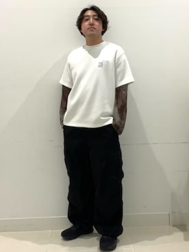 「SENSE OF PLACE by URBAN RESEARCH（センスオブプレイスバイアーバンリサーチ）の『別注』The Met×SENSE OF PLACE　SHORT-SLEEVE T-SHIRTS(Monet)（Tシャツ/カットソー、ホワイト系）」を使った、shoさん（メンズ・173cm）の春コーディネート