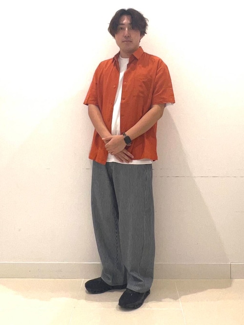 『セットアップ対応』天然素材リネンコットンレギュラーカラー半袖シャツ