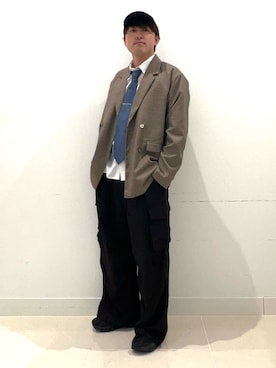 「アイテム（カーゴパンツ）」を使った、shoさん（メンズ・173cm）の夏コーディネート