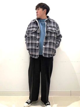「SENSE OF PLACE by URBAN RESEARCH（センスオブプレイスバイアーバンリサーチ）のオンブレーチェックボアジャケット（その他アウター）」を使った、shoさん（メンズ・173cm）の冬コーディネート