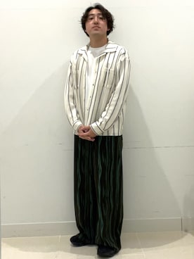 「SENSE OF PLACE by URBAN RESEARCH（センスオブプレイスバイアーバンリサーチ）のダブルポケットオープンカラーレースシャツ（シャツ/ブラウス、ホワイト系）」を使った、shoさん（メンズ・173cm）の春コーディネート