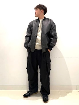 「アイテム（MA-1）」を使った、shoさん（メンズ・173cm）の秋コーディネート