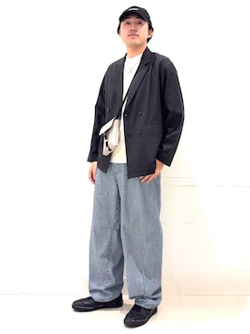 「URBAN RESEARCH(アーバンリサーチ)の『別注』dDdDdDd NEW ERA CAP(キャップ、ブラック系)」を使った、shoさん(メンズ・173cm)の夏コーディネート