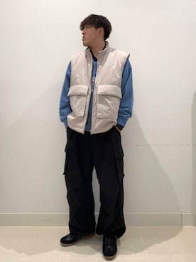 「アイテム（ダウンベスト）」を使った、shoさん（メンズ・173cm）の秋コーディネート