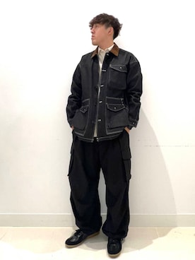 「アイテム（カバーオール）」を使った、shoさん（メンズ・173cm）の秋コーディネート