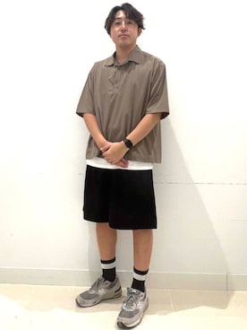 「アイテム（ポロシャツ、ベージュ系）」を使った、shoさん（メンズ・173cm）の夏コーディネート