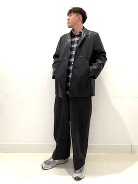 「レザージャケット」｜shoさん（メンズ・173cm）の冬コーディネート