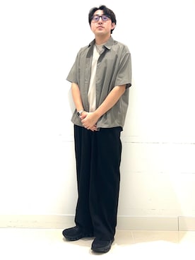 「SENSE OF PLACE by URBAN RESEARCH（センスオブプレイスバイアーバンリサーチ）の『イージーケア/速乾/接触冷感』コンフォートレギュラーカラーショートスリーブシャツ（シャツ/ブラウス、ベージュ系）」を使った、shoさん（メンズ・173cm）の春コーディネート