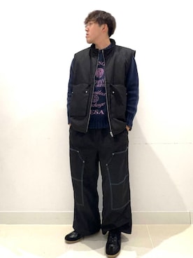 「アイテム（ダウンベスト）」を使った、shoさん（メンズ・173cm）の秋コーディネート