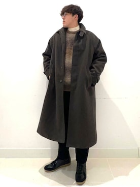 「寒い」｜「アイテム（ステンカラーコート）」を使った、shoさん（メンズ・173cm）の秋コーディネート