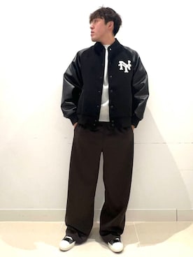 「アイテム（スタジャン）」を使った、shoさん（メンズ・173cm）の冬コーディネート