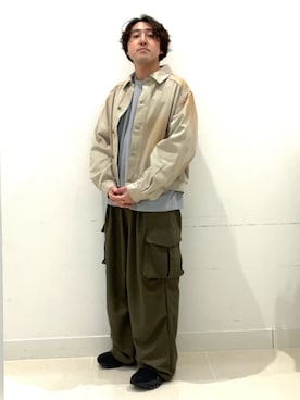 「SENSE OF PLACE by URBAN RESEARCH（センスオブプレイスバイアーバンリサーチ）のヴィンテージライクデニムブルゾン（デニムジャケット、グリーン系）」を使った、shoさん（メンズ・173cm）の春コーディネート