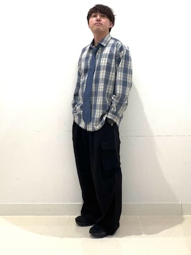 「アイテム（カーゴパンツ）」を使った、shoさん（メンズ・173cm）の夏コーディネート