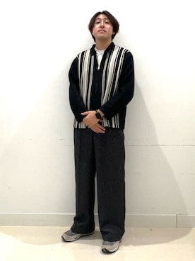 「SENSE OF PLACE by URBAN RESEARCH（センスオブプレイスバイアーバンリサーチ）のネップワイドダブルスラックス（スラックス）」を使った、shoさん（メンズ・173cm）の秋コーディネート