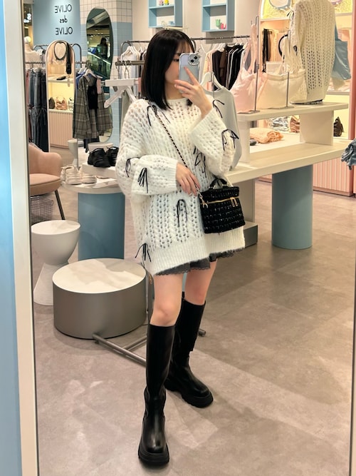 リボンリボンニットチュニック（ニット/セーター）｜OLIVE des