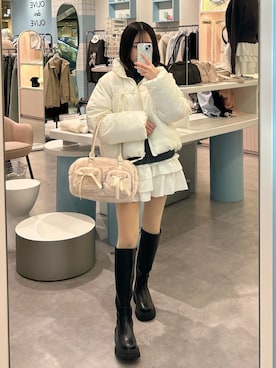 「OLIVE des OLIVE（オリーブデオリーブ）のアイテム（ダウンジャケット/コート）」を使った、yu22oliveさん（レディース・150cm）の冬コーディネート